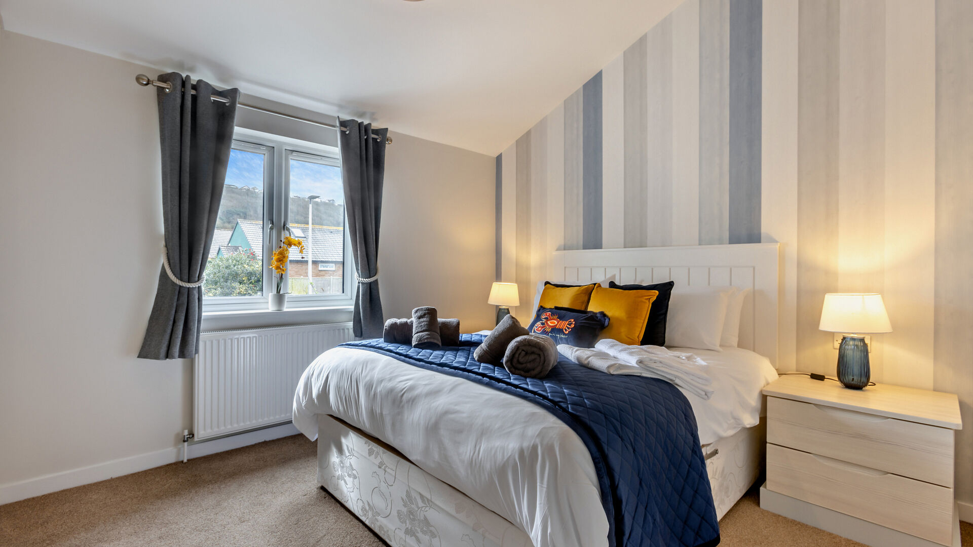 The luxury double bedroom at Breakwater holiday apartment