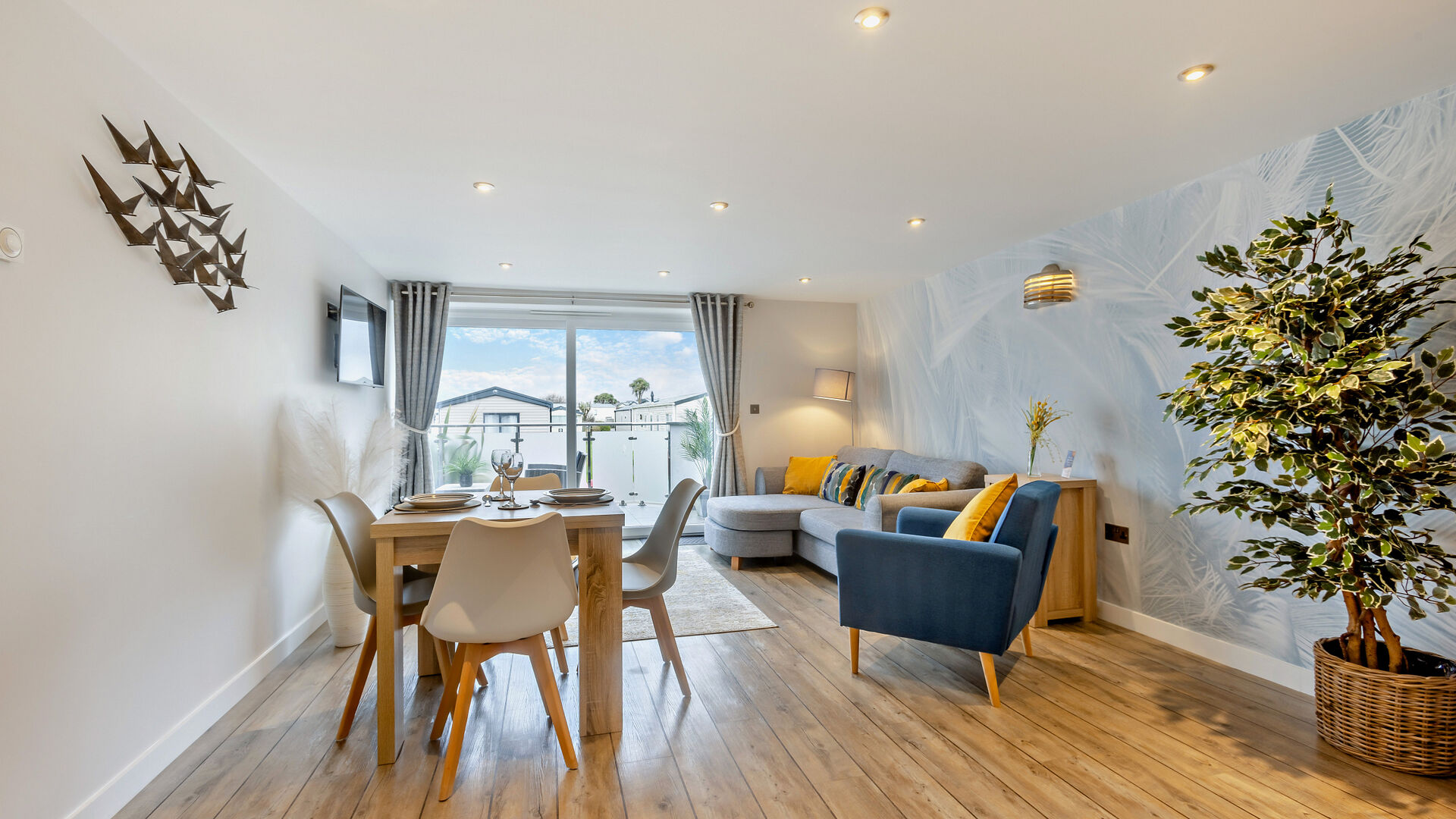 the open plan living space in the Sandymere apartment